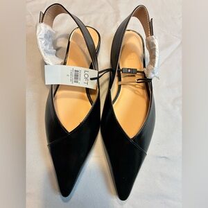 LOFT Women's Black Pointed Slingback Flats